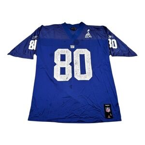 New York Giants Football Jersey Mens Large Blue NFL Cruz Reebok Super Bowl XLVI